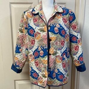 Vintage Allison Daley Quilted Floral Jacket Size 12P